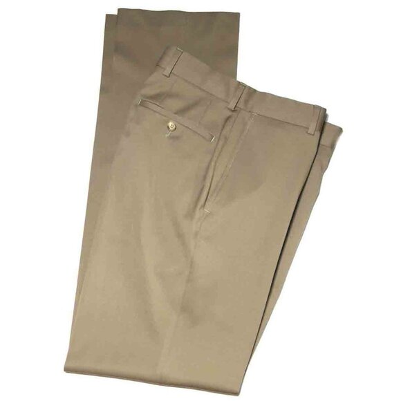 HUGO BOSS Wool Dress Khaki Pants Flat Front James Brown Men Size 30 X 35 - Picture 1 of 2
